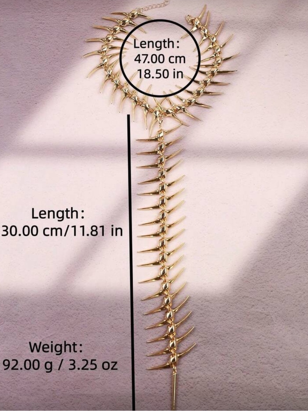 Gold Spine-Back Statement Necklace - Picture 5 of 5